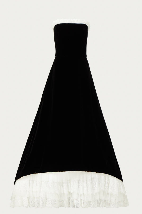 Costarellos Laurette Silk Velvet Strapless Gown