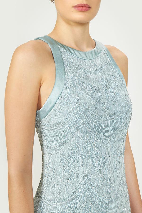 Costarellos Lenia Beaded French Lace Dress