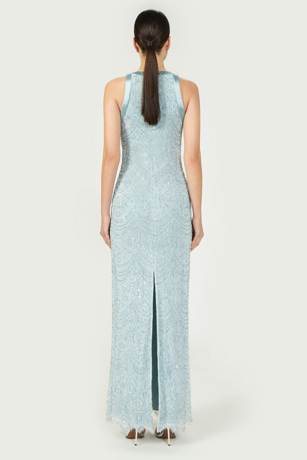 Costarellos Lenia Beaded French Lace Dress