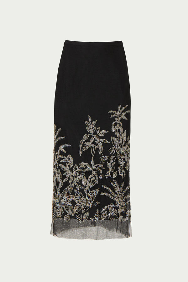 Costarellos Leyla Tulle Embroidered Skirt