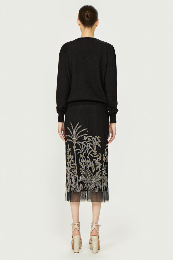 Costarellos Leyla Tulle Embroidered Skirt