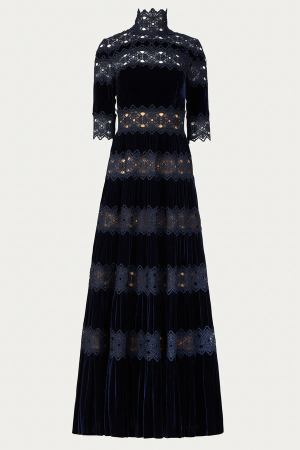 Costarellos Lissie Silk Velvet Gown