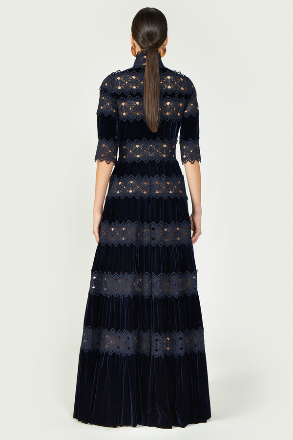 Costarellos Lissie Silk Velvet Gown