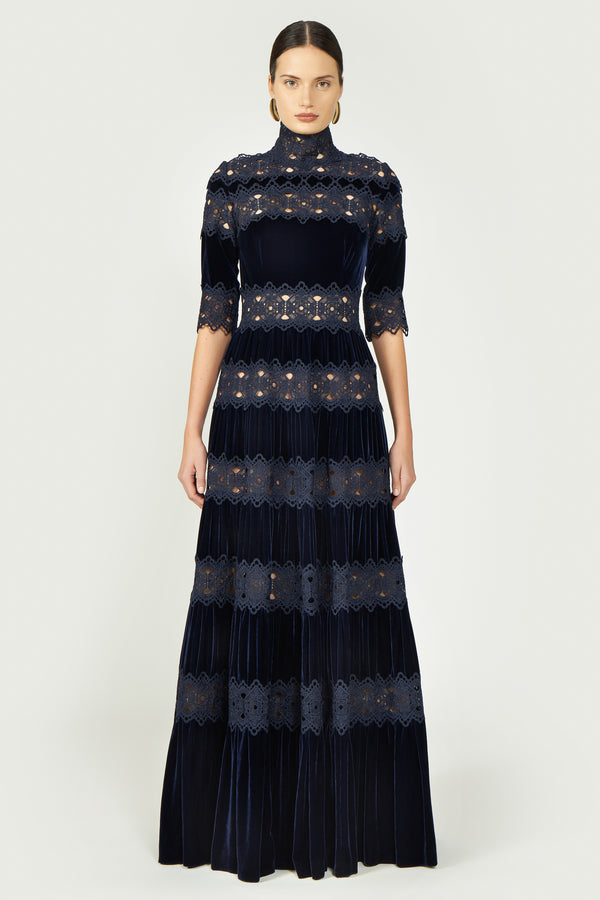 costarellos Lissie Silk Velvet Gown