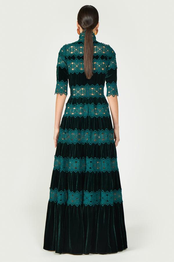 Costarellos Lissie Silk Velvet Gown