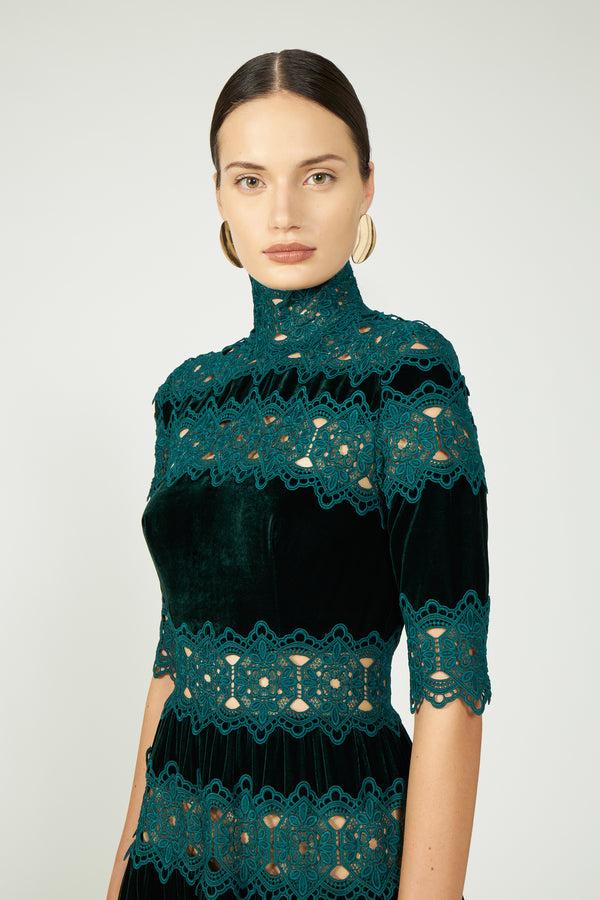 Costarellos Lissie Silk Velvet Gown