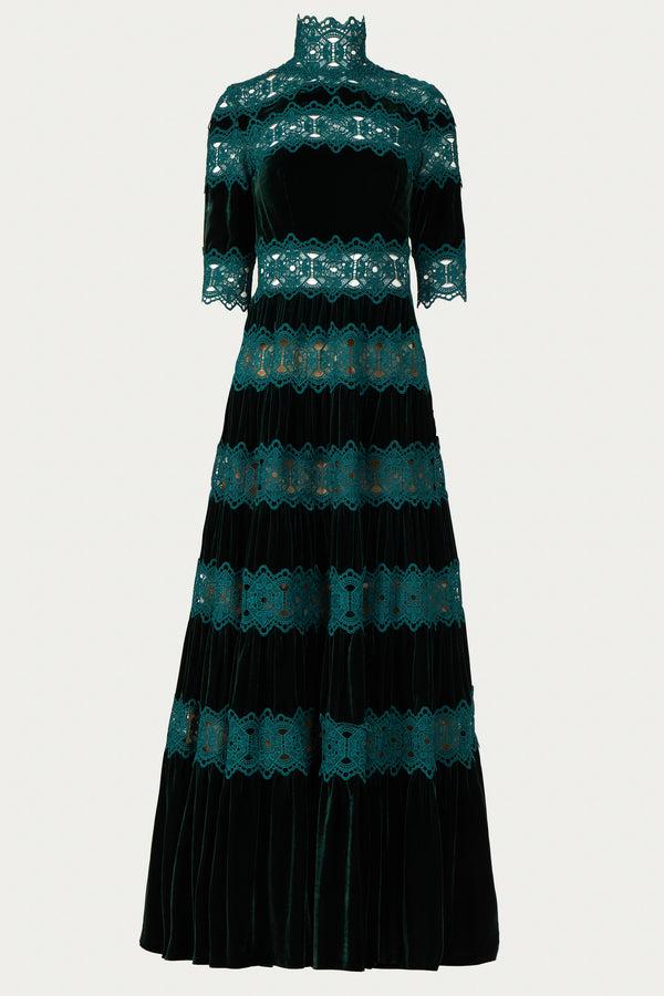 Costarellos Lissie Silk Velvet Gown