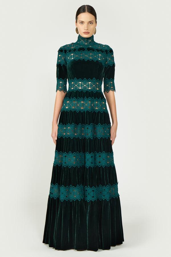 costarellos Lissie Silk Velvet Gown