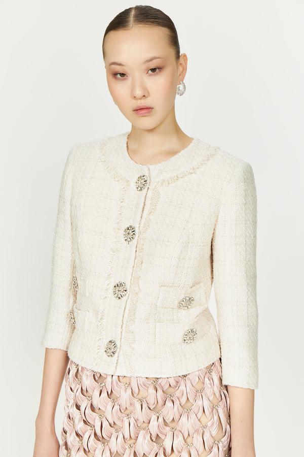 Costarellos Macie Lurex Tweed Cropped Jacket