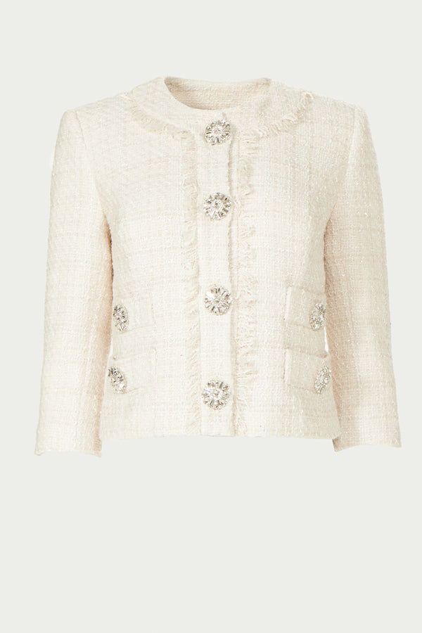 Costarellos Macie Lurex Tweed Cropped Jacket