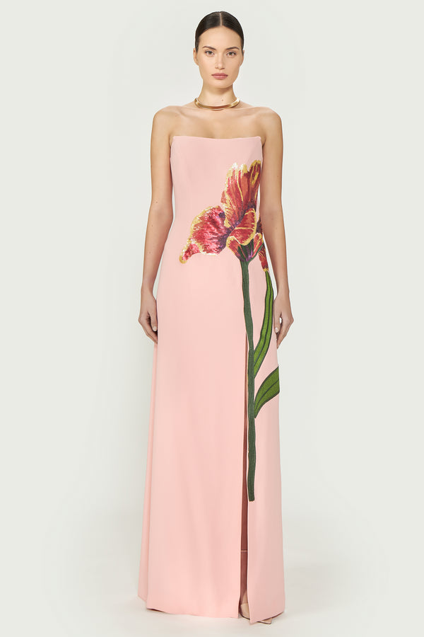 costarellos Margita Crepe Strapless Gown