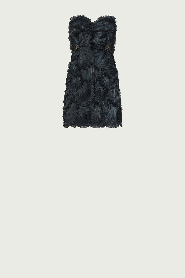 Costarellos Marica Lurex Georgette Mini Dress