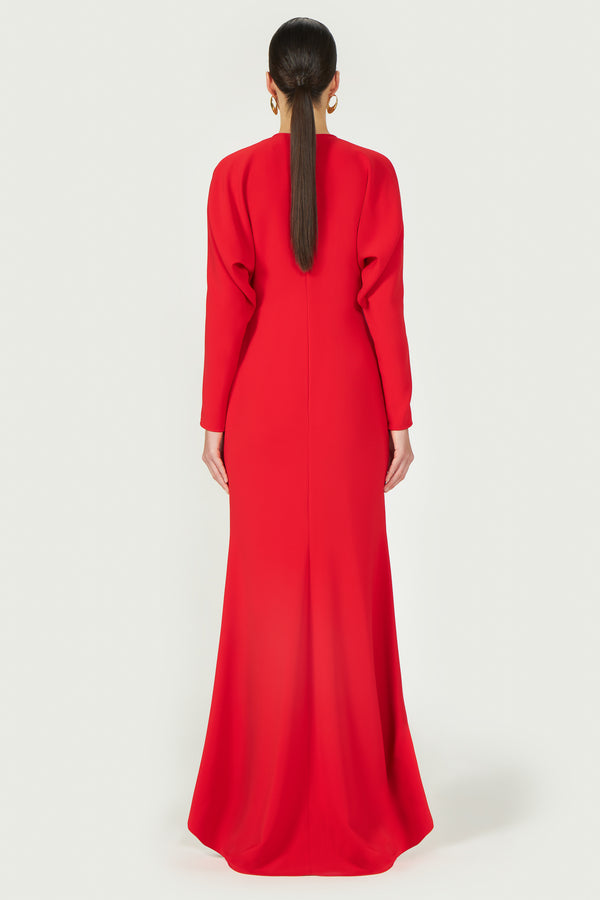 Costarellos Marlette High-Low Crepe Gown