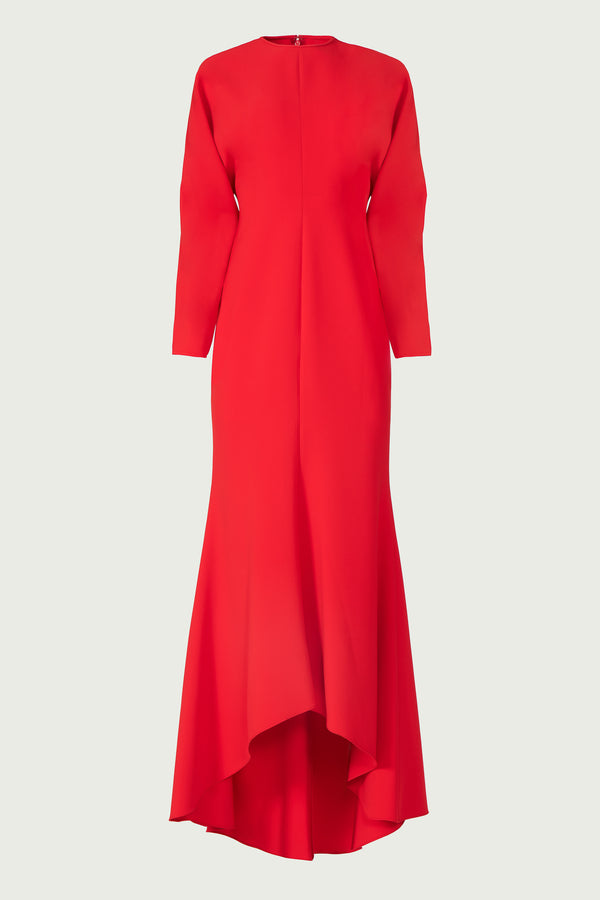 Costarellos Marlette High-Low Crepe Gown