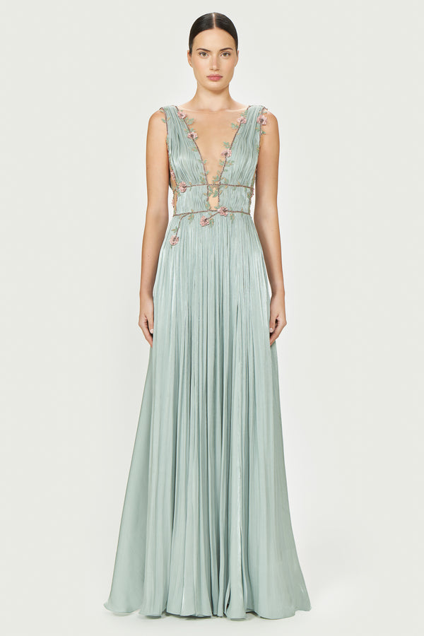 costarellos Nalina Lurex Georgette Draped Gown