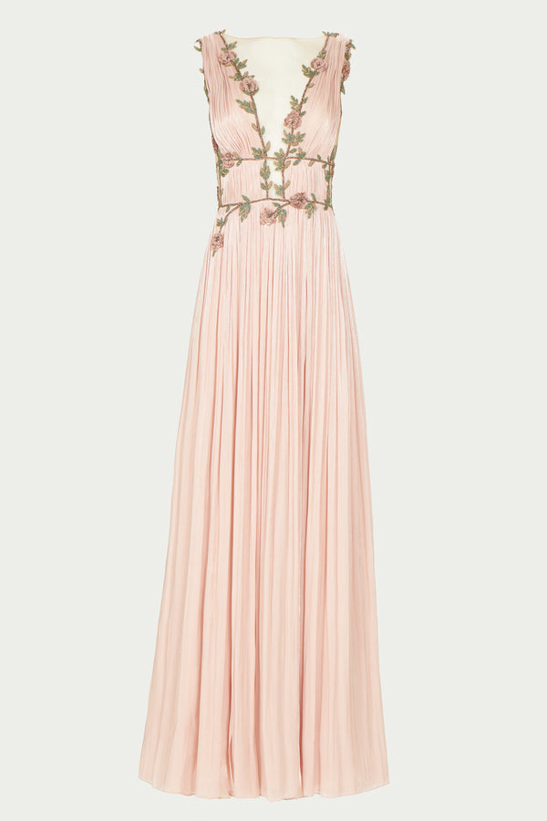 Costarellos Nalina Lurex Georgette Draped Gown