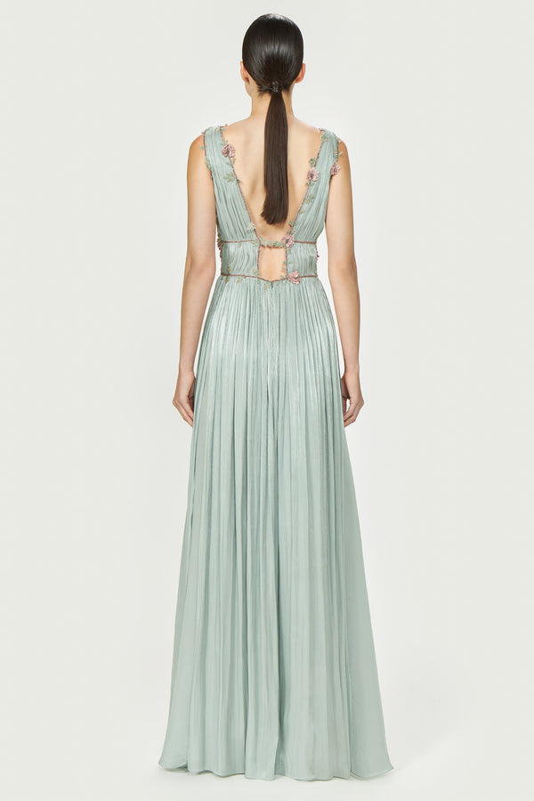 Costarellos Nalina Lurex Georgette Draped Gown