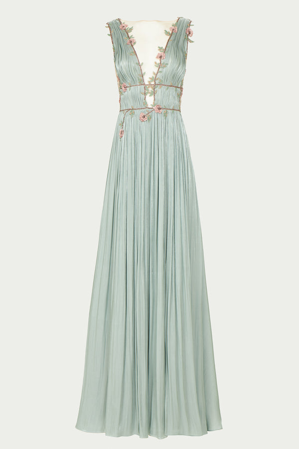 Costarellos Nalina Lurex Georgette Draped Gown