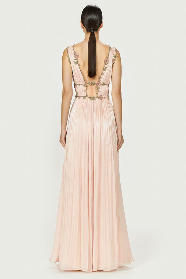 Costarellos Nalina Lurex Georgette Draped Gown