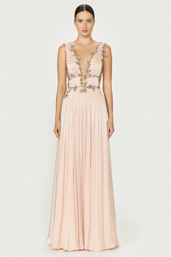 costarellos Nalina Lurex Georgette Draped Gown