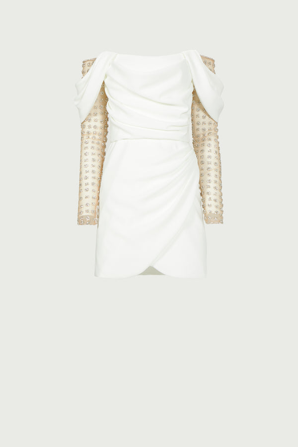 Costarellos Nandi Draped Crepe Mini Dress