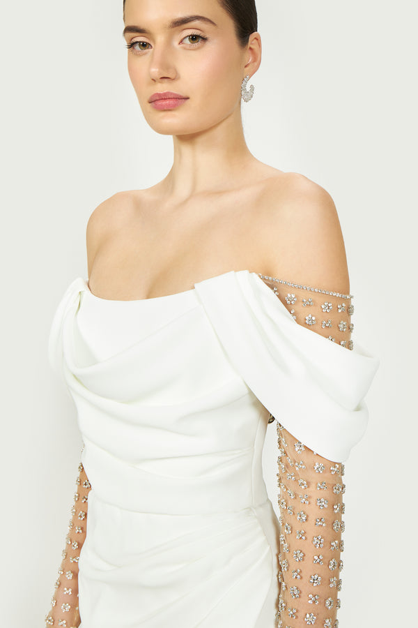 Costarellos Nandi Draped Crepe Mini Dress