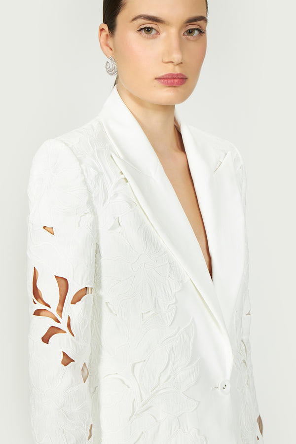 Costarellos Neff Floral-Cut Lace Blazer