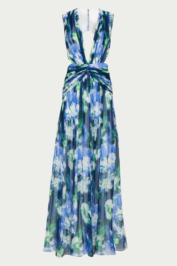 Costarellos Nerina Floral-Print Georgette Gown