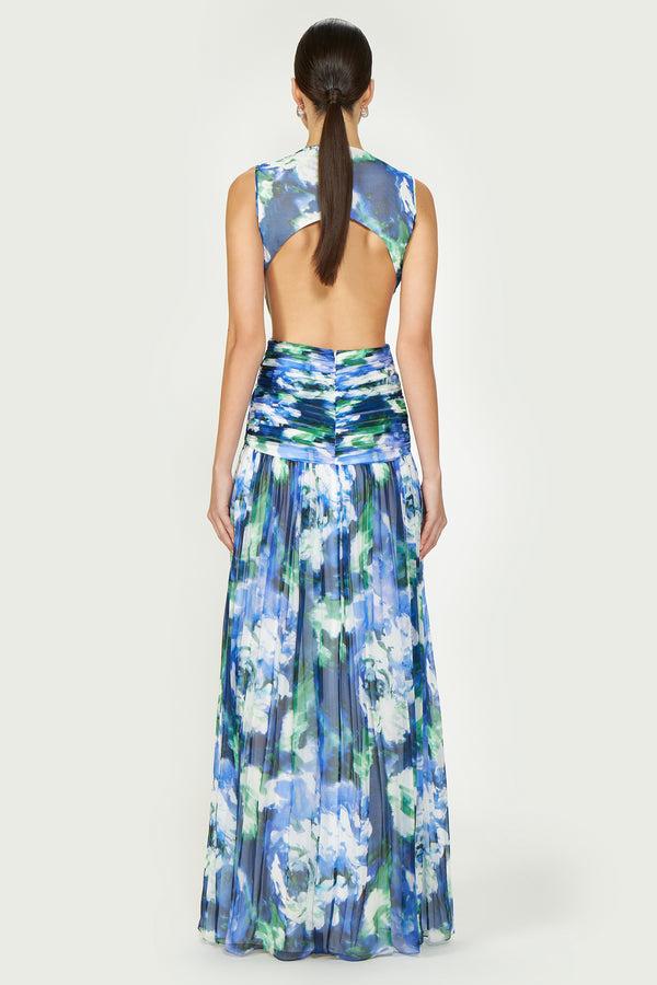 Costarellos Nerina Floral-Print Georgette Gown