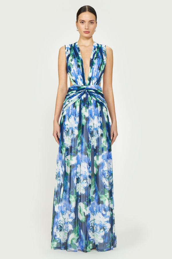 costarellos Nerina Floral-Print Georgette Gown