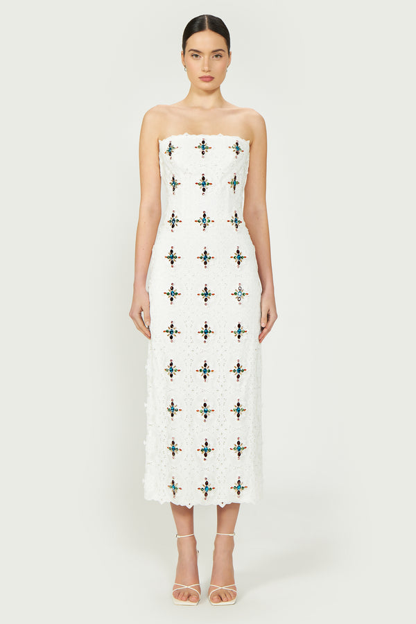 costarellos Renata Embroidered Lace Dress