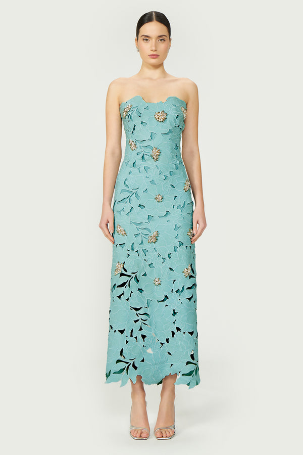 costarellos Rivva Floral-Cut Lace Dress