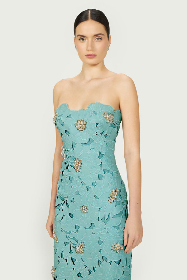 Costarellos Rivva Floral-Cut Lace Dress