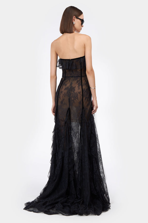 Costarellos Rosaline Bustier Lace Gown
