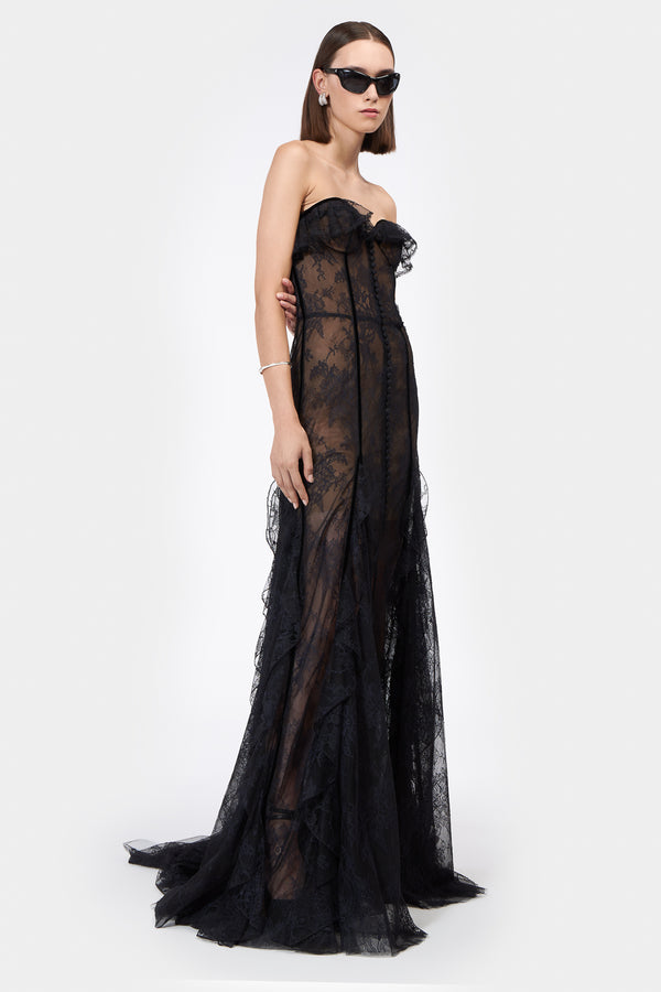 costarellos Rosaline Bustier Lace Gown