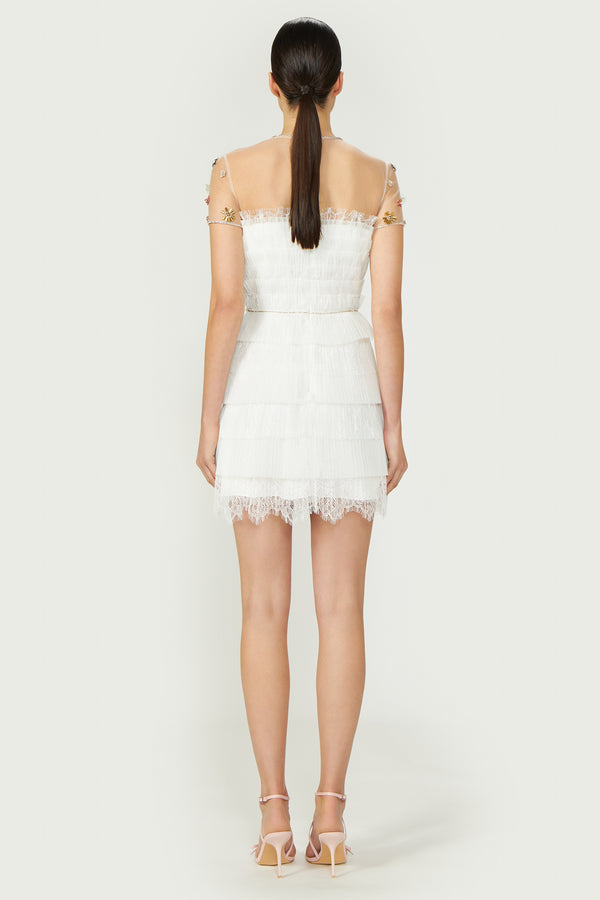 Costarellos Samie Plissé Tulle Mini Dress