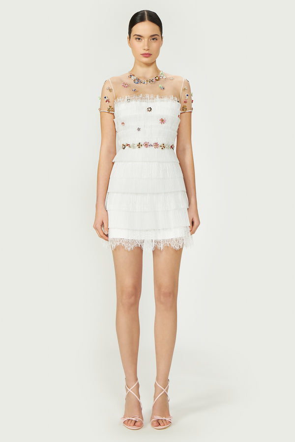 costarellos Samie Plissé Tulle Mini Dress