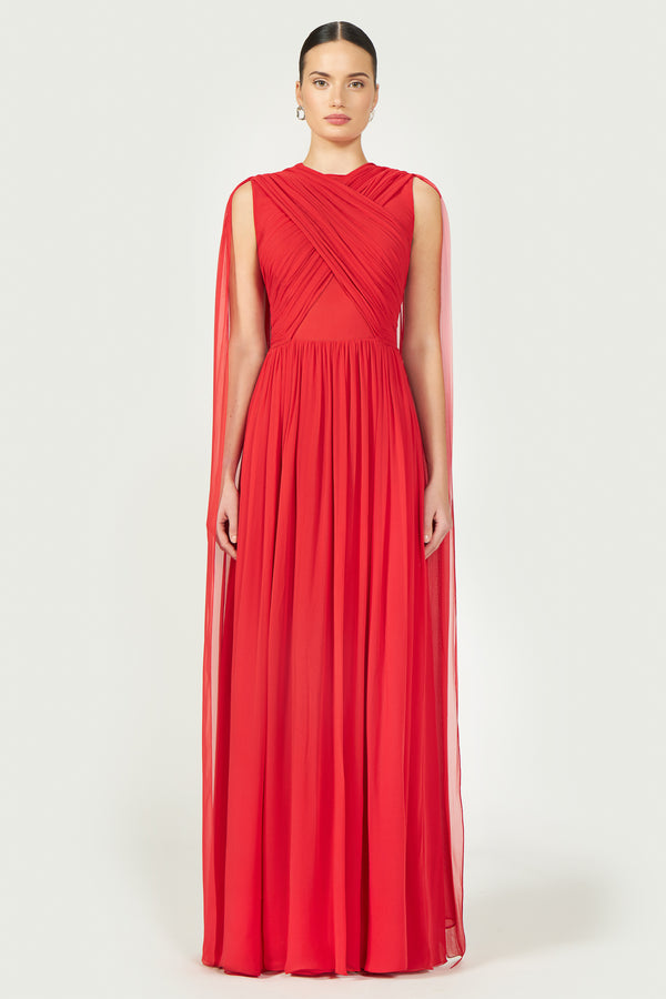 costarellos Seva Silk Georgette Gown