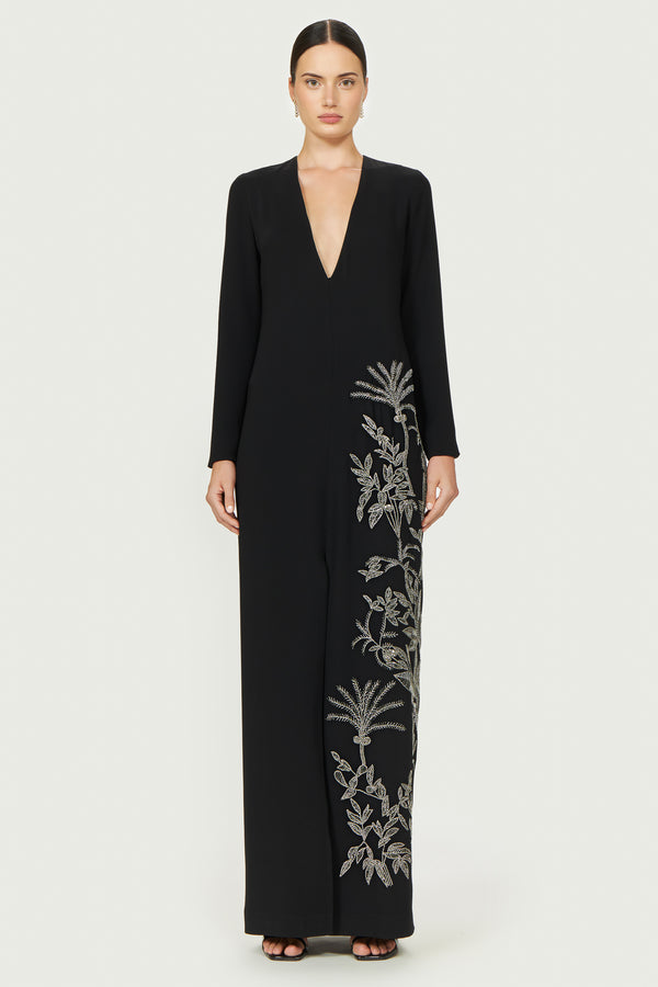 costarellos Vita Crepe Column Gown