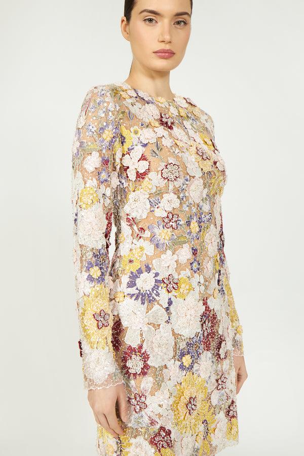 Costarellos Zarina Embroidered Mini Dress