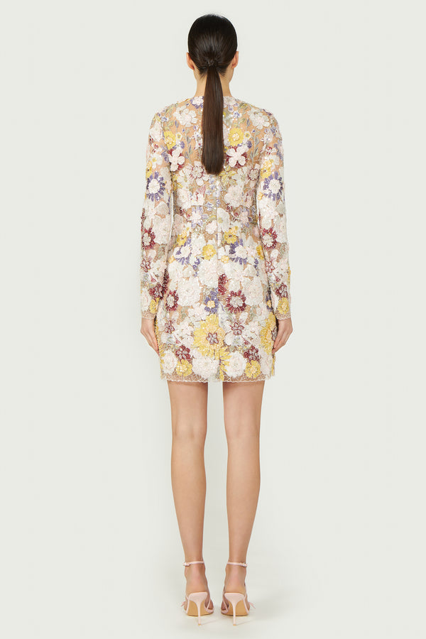 Costarellos Zarina Embroidered Mini Dress