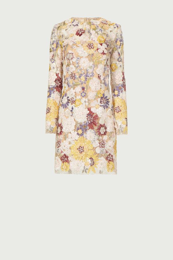 Costarellos Zarina Embroidered Mini Dress