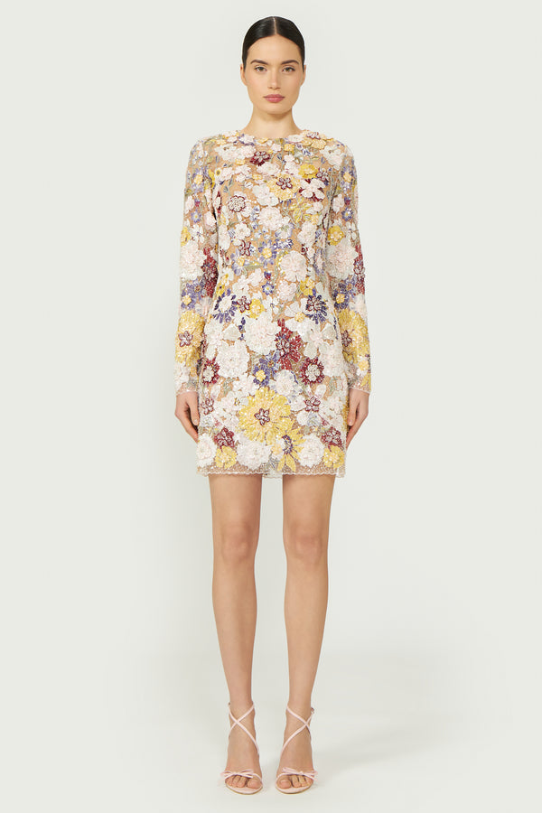 costarellos Zarina Embroidered Mini Dress