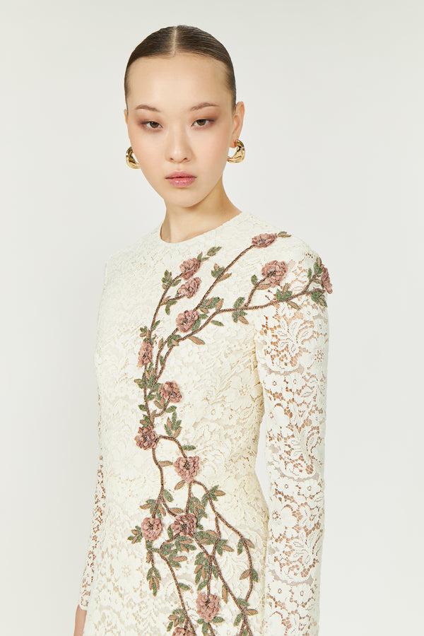 Costarellos Marlena Cotton Corded Lace A-line Dress