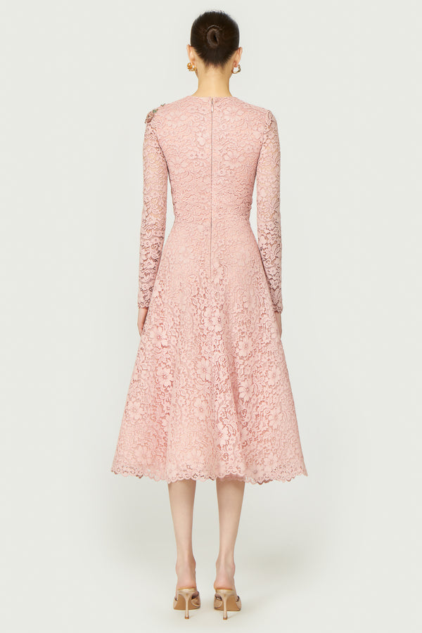 Costarellos Marlena Cotton Corded Lace A-line Dress