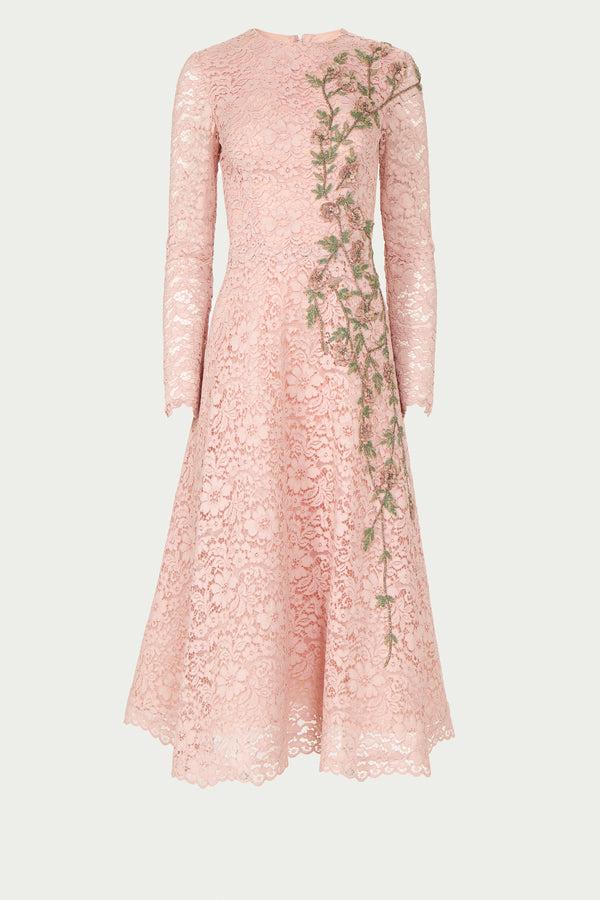 Costarellos Marlena Cotton Corded Lace A-line Dress