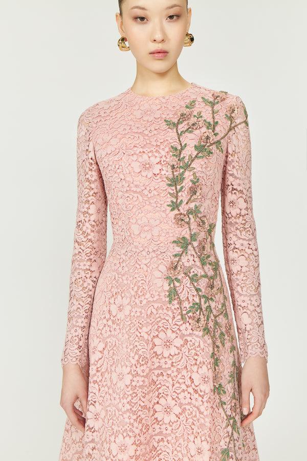 Costarellos Marlena Cotton Corded Lace A-line Dress