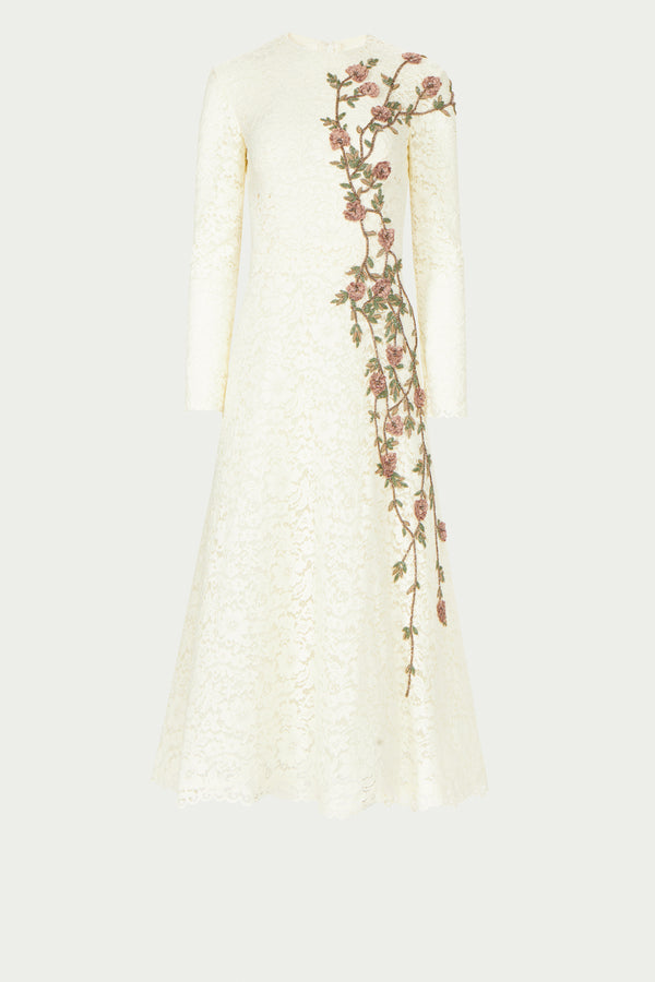 Costarellos Marlena Cotton Corded Lace A-line Dress