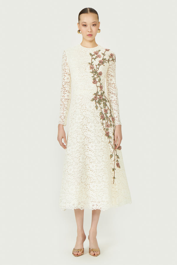 costarellos Marlena Cotton Corded Lace A-line Dress