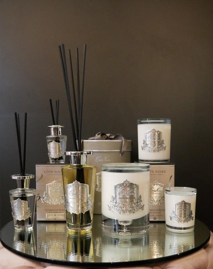 Côte Noire ** CLEARANCE ** Cote Noire Grand 500ml Diffuser Silver With Crystal Base - Charente Rose - LDS054